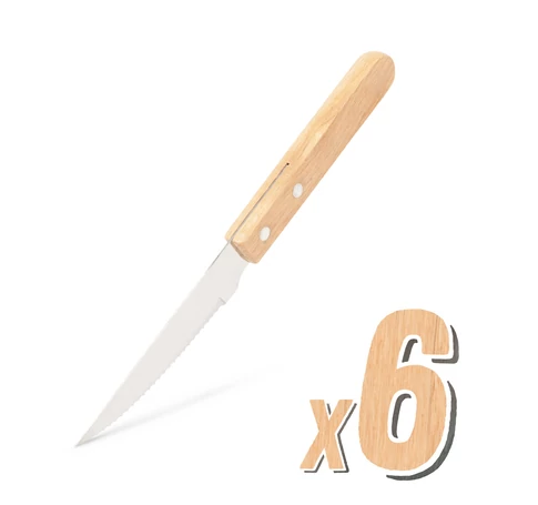 Grill kés - 6 db - fa nyéllel