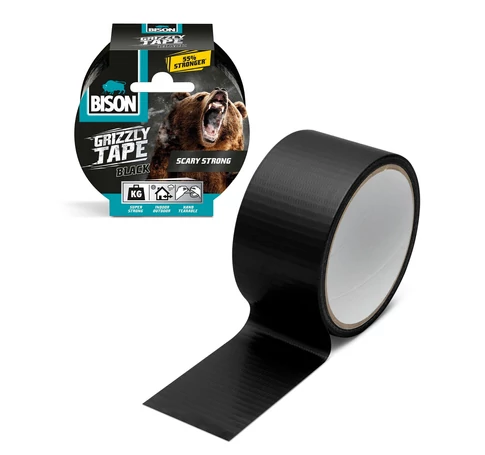 BISON Grizzly szupererős szöveterősített ragasztószalag - fekete - 10 m