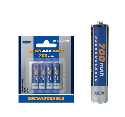 Home M 700AAA akkumulátor AAA, NiMH akkumulátor, mini ceruza, 1,2V 700 mAh kapacitás, 4 db/csomag