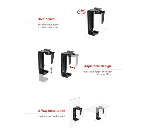 The MC-713 PC Holder Computer Under Desk Table Bracket Support Storage