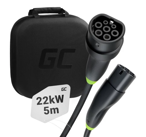 Green Cell EVKABGC01 Snap Kábel Típus 2 EV Töltéshez 22 kW 5 m Tesla Model 3 S X Y, VW ID.3, ID.4, Kia EV6, Audi E-Tron, Fiat 500e