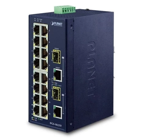 PLANET IFGS-1822TF hálózati kapcsoló Beállítást nem igénylő (unmanaged) Fast Ethernet (10/100) Kék
