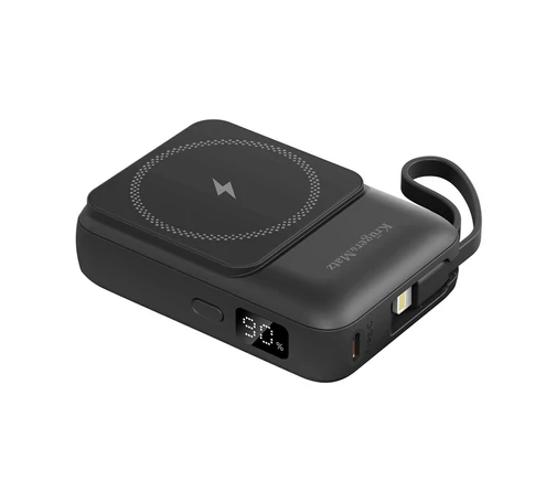 Kruger&Matz 10000 mAh Mag Safe Induction Power Bank with Cable black