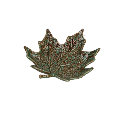 Set of 2 Sfogliami maple leaf platters - Green, 15 cm