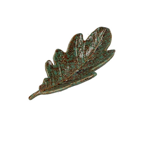 Set of 2 Sfogliami oak leaf platters - Green, 20 cm