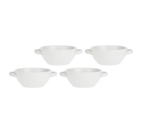 Set of 4 Terrine Round Casserole Dishes - White, 650 ml