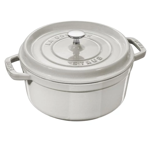 Staub Round Cast Iron Pot - 2.2 ltr, White Truffle