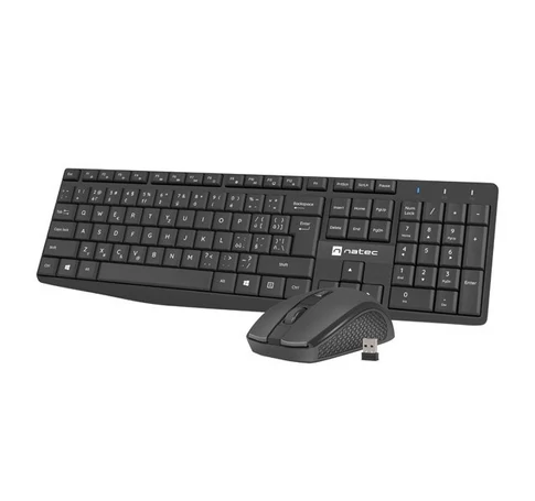 2IN1 SET NATEC SQUID BLACK KEYBOARD+MOUSE CZ/SK WIRELESS OPTICAL