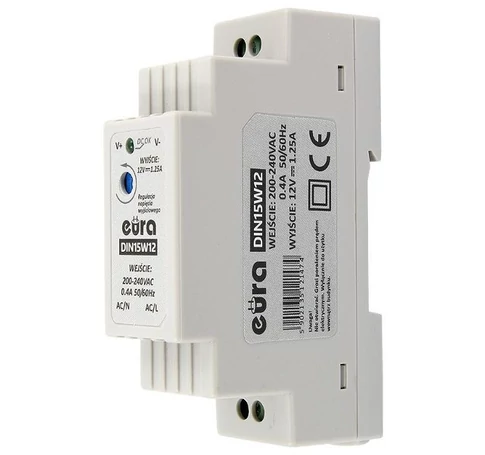 DIN POWER SUPPLY "EURA" DIN15W12 12V 1.25 A DC