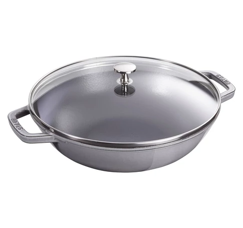 Staub cast iron wok with lid - 30 cm, Graphite
