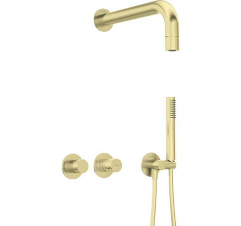 Concealed shower set with horizontal faucet
