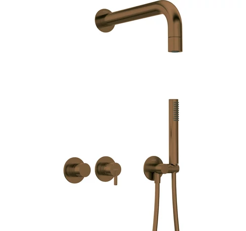 Concealed shower set with head - horizontal mixer