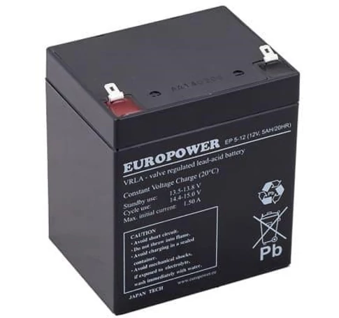 AGM battery EUROPOWER EP series 12V 5Ah T1 (Lifespan 6-9 years)