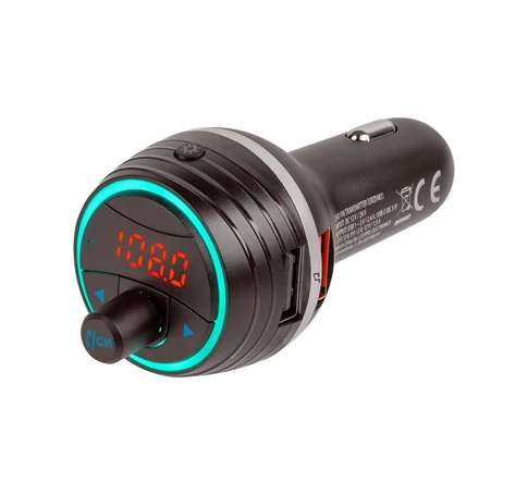 Car FM transmitter with bluetooth function and two USB sockets