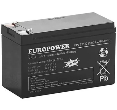 AGM battery EUROPOWER EPL series 12V 7.2Ah T1