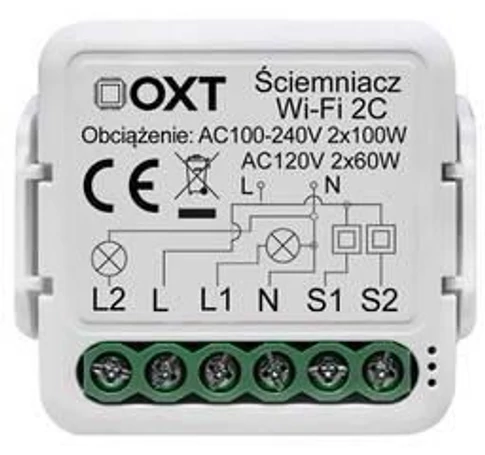 OXT mini dimmer module 2 circuits WiFi TUYA