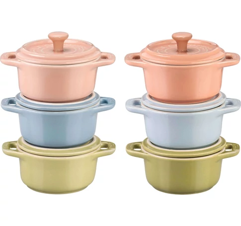 Set 6x Mini Cocotte round 10 cm, multicolor