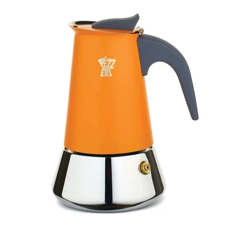 PEZZETTI STEELEXPRESS Enamelled induction steel coffee maker (10 cups) - Orange