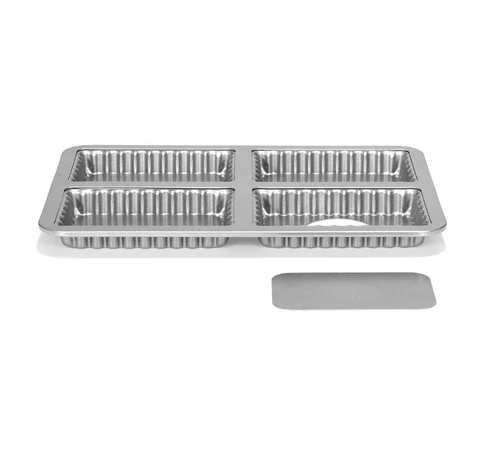 PATISSE SILVER-TOP Mould for 4 rectangular mini tarts/quiches with removable bottom