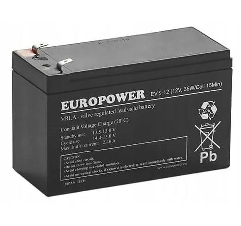 AGM battery EUROPOWER EV series 12V 8Ah/C10 (Lifespan 6-9 years) T1