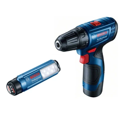 BOSCH. GSR 120-LI 2x2,0Ah 30/14Nm SCREWDRIVER +GLI 12V-300 LAMP CASE