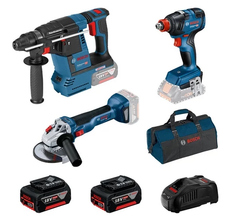 BOSCH. 18V COMBO KIT (GBH 18V-26 + GDX 18V-200 + GWS 18V-10) 2x5,0Ah BAG ...