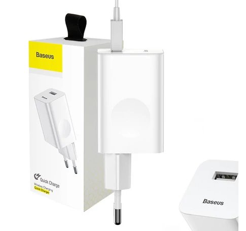 Baseus töltő gyorstöltő, USB, QC 3.0, 24 W (fehér)