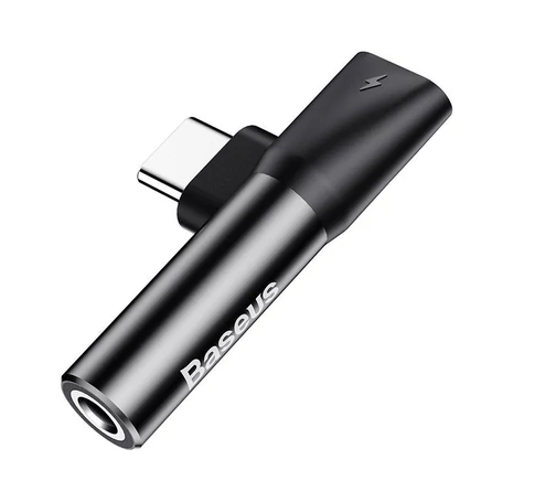 Baseus USB-C-USB-C+Mini Jack 3,5 mm audio adapter (fekete)