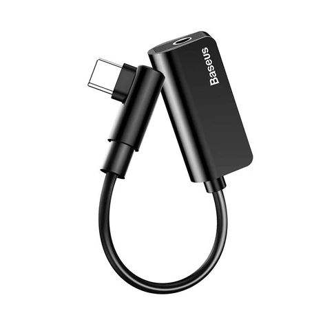 Baseus L45 USB-C – Mini Jack 3,5 mm-es csatlakozó és USB-C audioadapter (fekete)