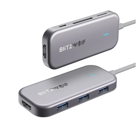 Adapter 7 az 1-ben Blitzwolf BW-TH5 Hub USB-C 3xUSB 3.0-hoz, HDMI, USB-C PD, SD, microSD