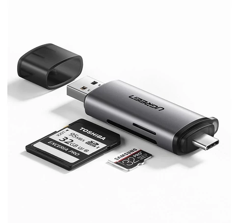 UGREEN USB + USB-C adapter SD + microSD kártyaolvasó (szürke)