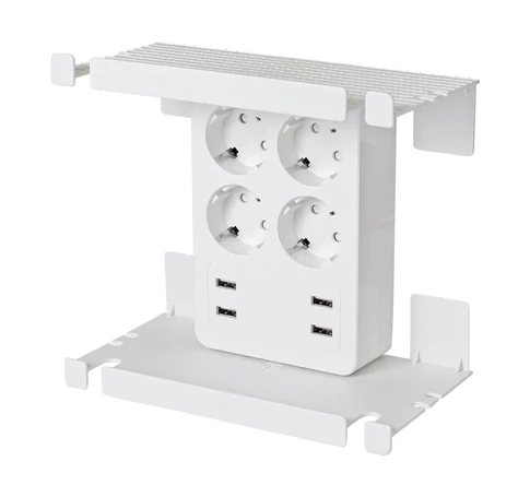 Home NV 4 USB tálcás USB-s elosztó, 4 földelt aljzat, 4 USB aljzat össz 2,4A, elforgatható csatlakozódugó, max.3680W