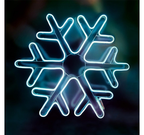Home NEON 2 hókristály figura, LED-es neon fény, két oldalú, fém váz, IP44, kültéri, beltéri, jégkék