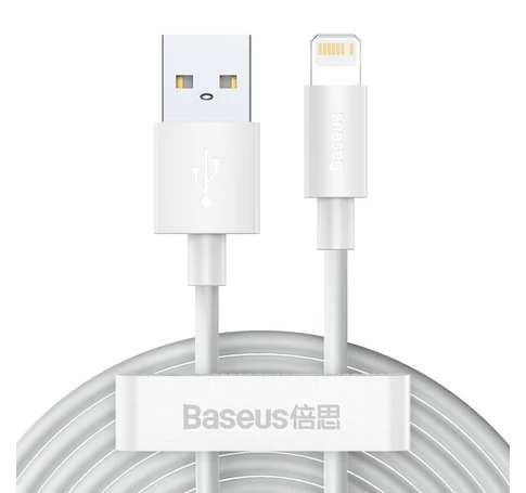 Baseus Simple Wisdom USB-Lightning kábel, 2.4A, 1.5m, 2db (fehér)