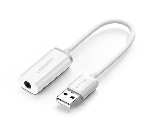 UGREEN US206 audio adapter, USB Mini Jack 3,5 mm AUX 15 cm (fehér)