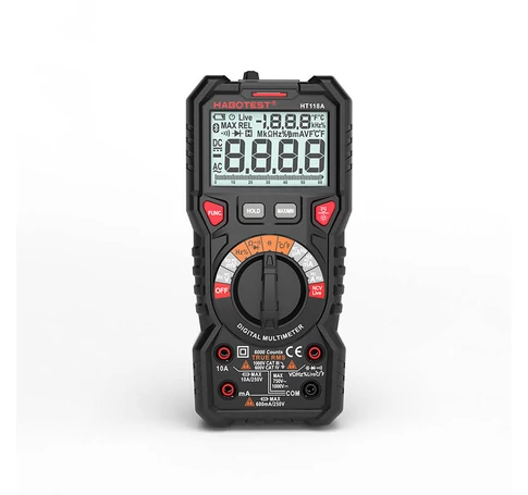 Habotest HT118A digitális multiméter zseblámpával True RMS, NCV