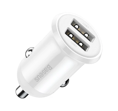 Baseus Grain Pro 2x USB 4.8A autós töltő (fehér)