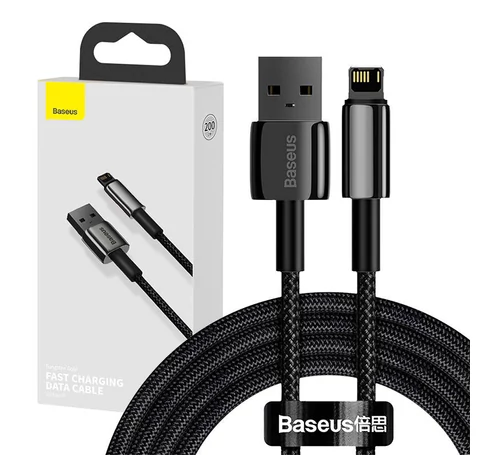 Kabel USB do Lightning Baseus Tungsten Gold, 2.4A, 2m (czarny)