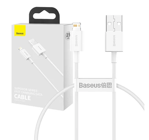 Baseus Superior Series USB-Lightning kábel, 2,4A, 0,25 m (fehér)
