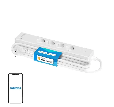 Meross MSS425FHK Smart WiFi (EU) elosztó, 4 aljzat + 4x USB (HomeKit)