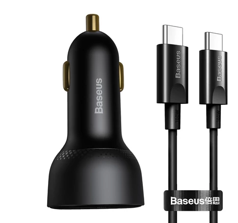 Baseus Superme USB autós töltő, USB-C, 100W + USB-C kábel (fekete)