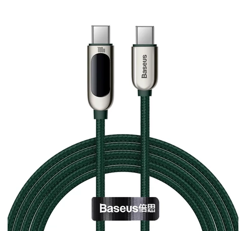 Baseus USB-C-USB-C kijelzőkábel, 100 W, 2 m (zöld)