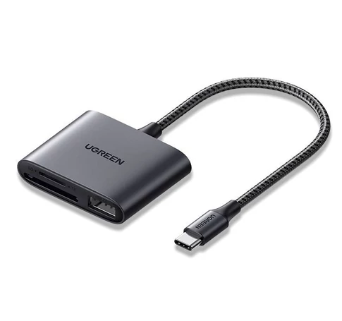 UGREEN CM387 Kártya + USB olvasó, USB-C (fekete)