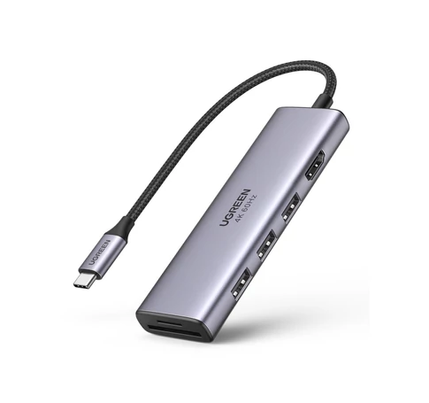 UGREEN CM511 5 az 1-ben USB-C hub, 3 portos USB3.0 + HDMI + TF/SD (szürke)