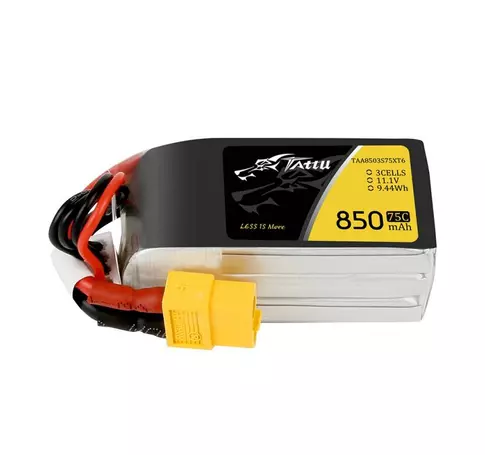 Tattu akkumulátor 850mAh 11.1V 75C 3S1P XT60 csatlakozó