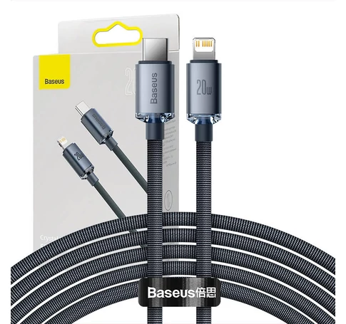 Kabel USB-C do Lightning Baseus Crystal Shine, 20W, PD, 2m (czarny)