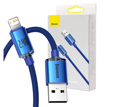 Baseus Crystal Shine USB-Lightning kábel, 2,4A, 2m (kék)