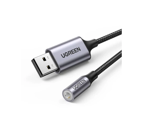 UGREEN CM477 Audió adapter, USB 3,5 mm-es mini jack 3,5 mm-es AUX csatlakozó (szürke)