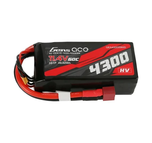 Gens Ace akkumulátor 4300 mAh 11.4V 60C 3S1P T-dugó