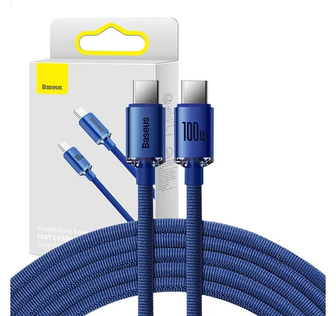 Baseus Crystal Shine USB-C-USB-C kábel, 100W, 1,2m (kék)